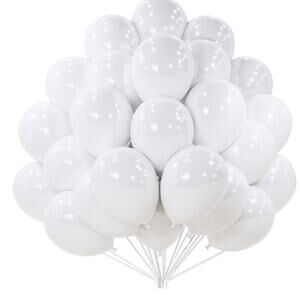 PartyWoo Pearl White Balloons 50 pcs 12 Inch White Latex Helium Balloons